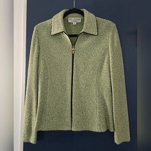 St. John Textured Green Blazer With Gold Hardware Excellent Condition